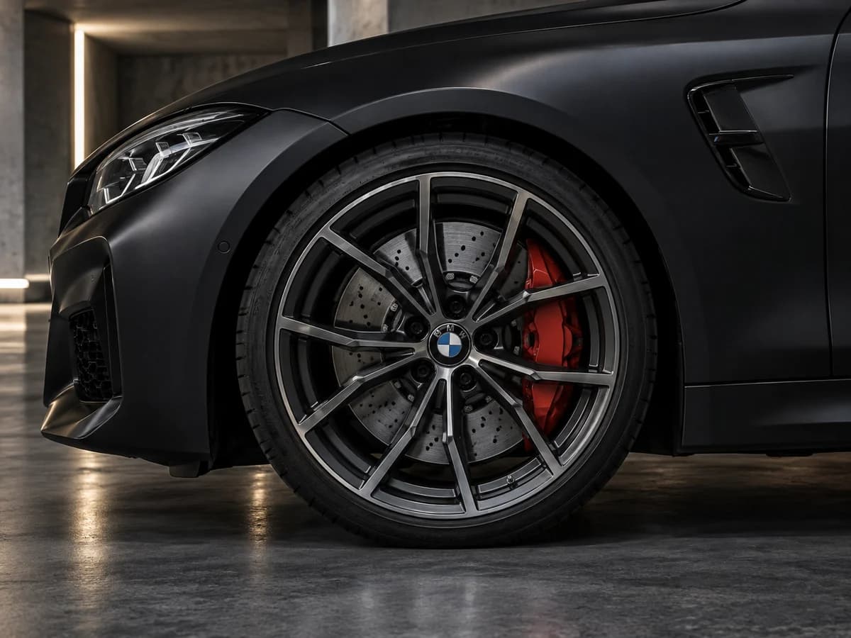 Detalhe de roda e pinça de freio BMW — imagem ilustrativa